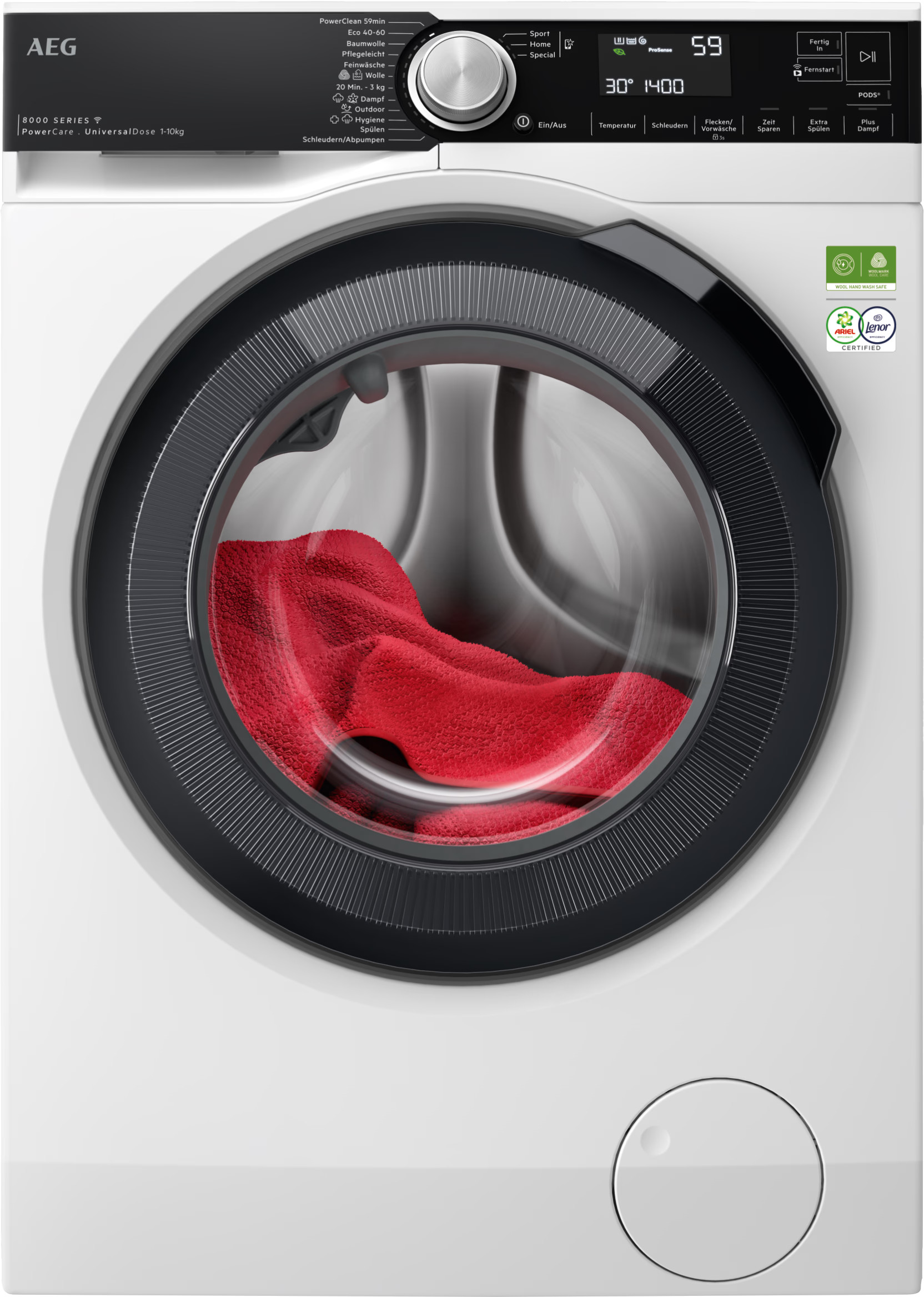 AEG LR8EW80600 PowerCare – Premium-Waschmaschine der Serie 8000 mit PowerCare-Technologie für schnelle Tiefenreinigung & schonende Pflege